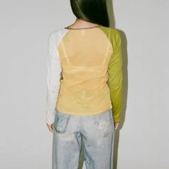 Baserange Gene Long Sleeve Top In Plaza Yellow Combo Clothing