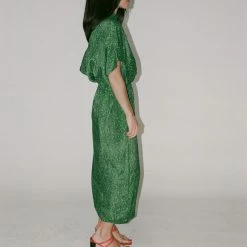 No.6 Willa Dress In Green Glitter Clothing