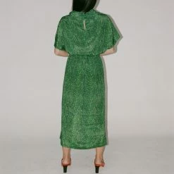 No.6 Willa Dress In Green Glitter Clothing