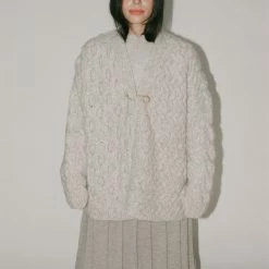 Lauren Manoogian Handknit Aran Cardigan In Aspen