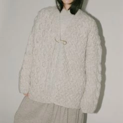 Lauren Manoogian Handknit Aran Cardigan In Aspen