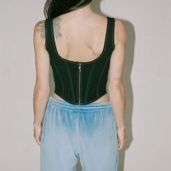 PRISCAVera Exposed Seam Corset Top In Black Clothing