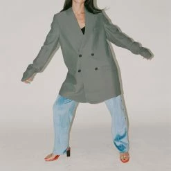 PRISCAVera Double Breasted Suit Jacket In Graphite