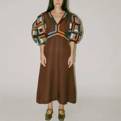 Clothing Sea NY Camryn Crochet Puff-Sleeve Combo Dress