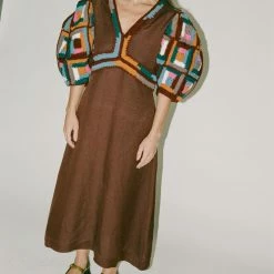 Clothing Sea NY Camryn Crochet Puff-Sleeve Combo Dress