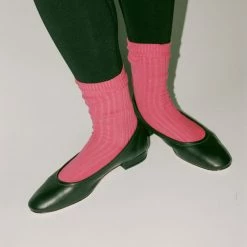 Baserange Rib Ankle Socks In Cuan Pink Accessories