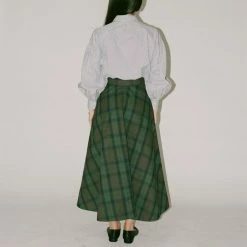 Caron Callahan Malva Skirt Twill Plaid Clothing