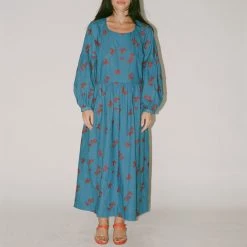 Caron Callahan Violetta Dress In Blue/Syrah