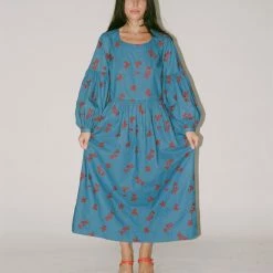 Caron Callahan Violetta Dress In Blue/Syrah