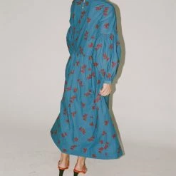 Caron Callahan Violetta Dress In Blue/Syrah