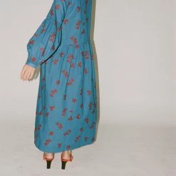 Caron Callahan Violetta Dress In Blue/Syrah