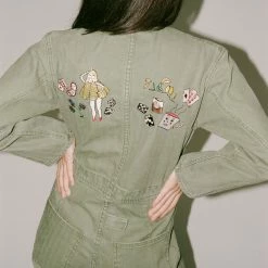 Caron Callahan Embroidered Fincher Jumpsuit In Moss Clothing