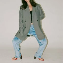 PRISCAVera Double Breasted Suit Jacket In Graphite