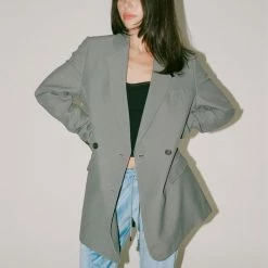 PRISCAVera Double Breasted Suit Jacket In Graphite