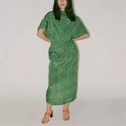 No.6 Willa Dress In Green Glitter Clothing