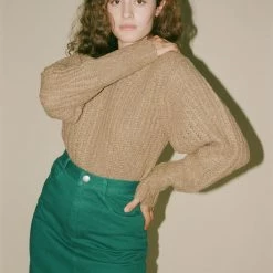 Sea NY Octavia V-Neck Pullover In Khaki Clothing