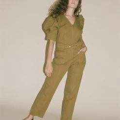 Sea NY Metta Denim Jumpsuit In Olive