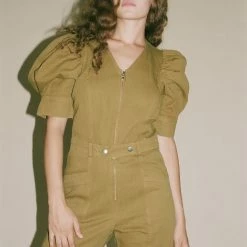 Sea NY Metta Denim Jumpsuit In Olive