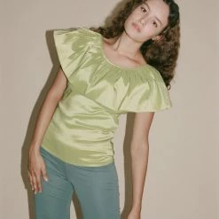 Maryam Nassir Zadeh Alina Top In Chartreuse