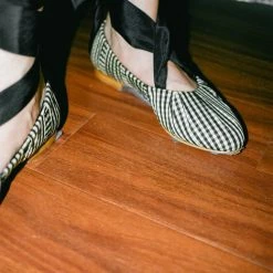 TRADEMARK Sylvie Gingham Ballet Flat In Black/Cream Shoes