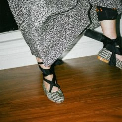 TRADEMARK Sylvie Gingham Ballet Flat In Black/Cream Shoes