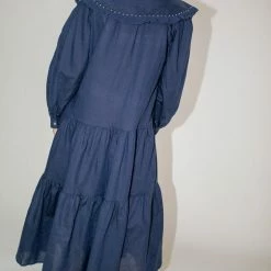 Clothing Sea NY Luna Linen L/S Dress In Navy