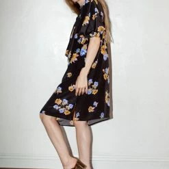 Clothing No.6 Adelaide Dress In Espresso Painted Bouquet