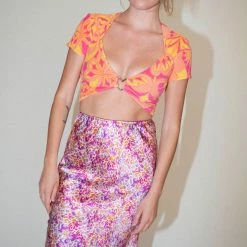 Clothing PRISCAVera Terry Crop Top In Pink Lemonade