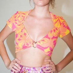 Clothing PRISCAVera Terry Crop Top In Pink Lemonade