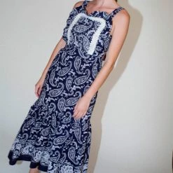 Sea NY Theodora Paisley Print Apron Dress In Navy
