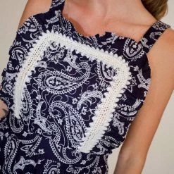 Sea NY Theodora Paisley Print Apron Dress In Navy