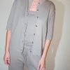 Lauren Manoogian Short Sleeve Crewneck Cardigan In Stone Clothing