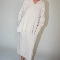 Clothing Lauren Manoogian Rib Pocket Skirt In Natural