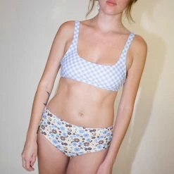 No.6 Ursula Bikini Top In Powder Blue Gingham