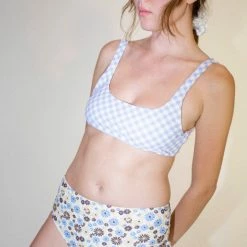 No.6 Ursula Bikini Top In Powder Blue Gingham