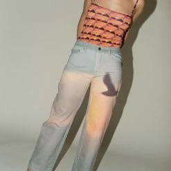 PRISCAVera Low Rise Printed Jeans In Sunrise