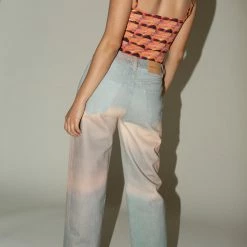 PRISCAVera Low Rise Printed Jeans In Sunrise