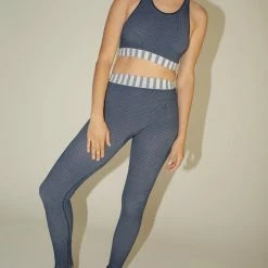 Baserange Oleta Highneck Bra In Navy Stripe Clothing