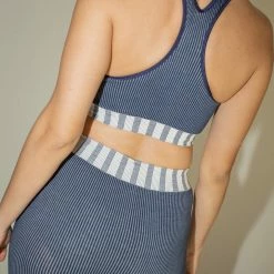 Baserange Oleta Highneck Bra In Navy Stripe Clothing