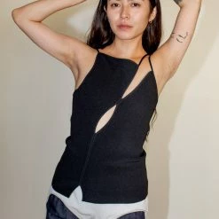 Paris Georgia Slit Singlet In Black