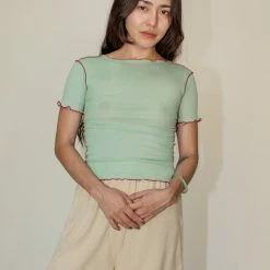 Clothing Baserange Vein Tee In Bar Green