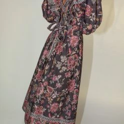 Sea NY Tess Print Puff Sleeve Smocked Dress In Black