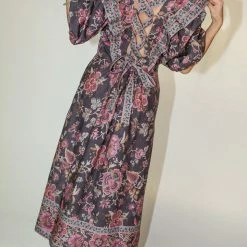 Sea NY Tess Print Puff Sleeve Smocked Dress In Black