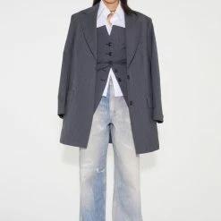 Our Legacy Blazer Top In Ash Grey Pinstripe Clothing