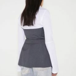 Our Legacy Blazer Top In Ash Grey Pinstripe Clothing