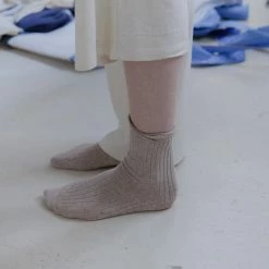 Accessories Baserange Rib Ankle Socks In Marron Melange