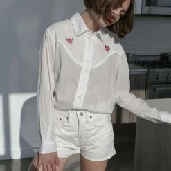 Vivien Ramsay Sunny Cut Off Shorts In Bone Clothing